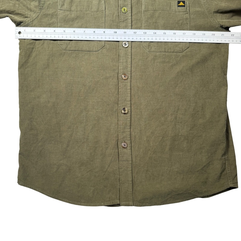 Le Mont St Michel Corduroy Olive Button Down Shirt Men's Small-Missing Buttons - Picture 10 of 12